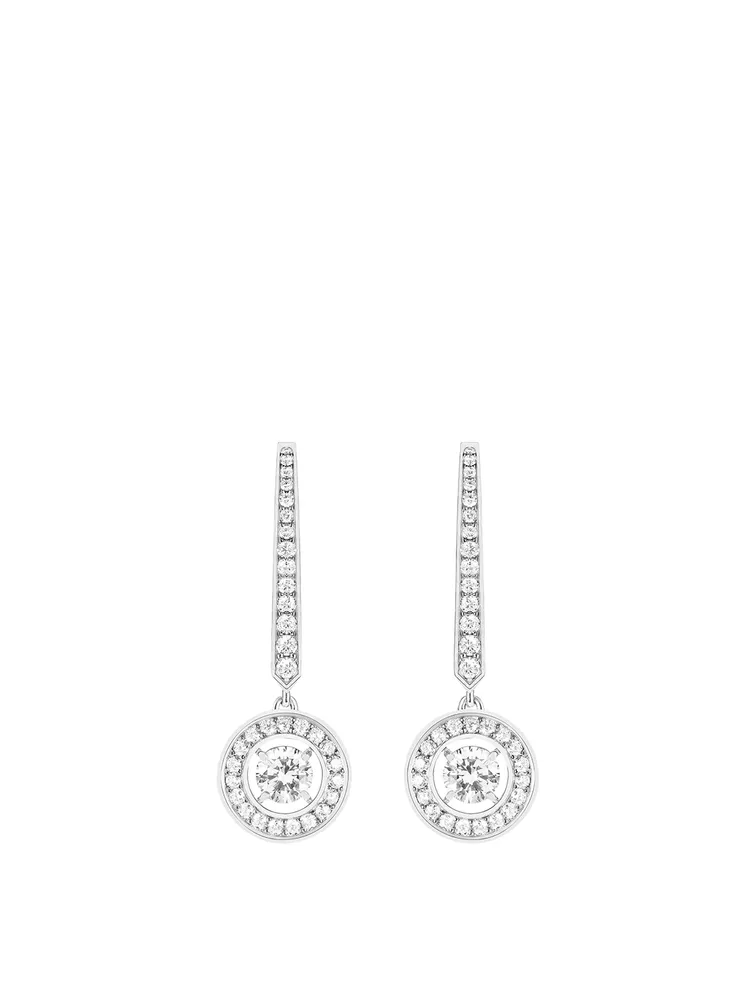 Ava White Gold Round Sleeper Earrings With Diamonds