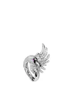 Cypris The Swan White And Black Gold Ring With Rubies And Diamonds