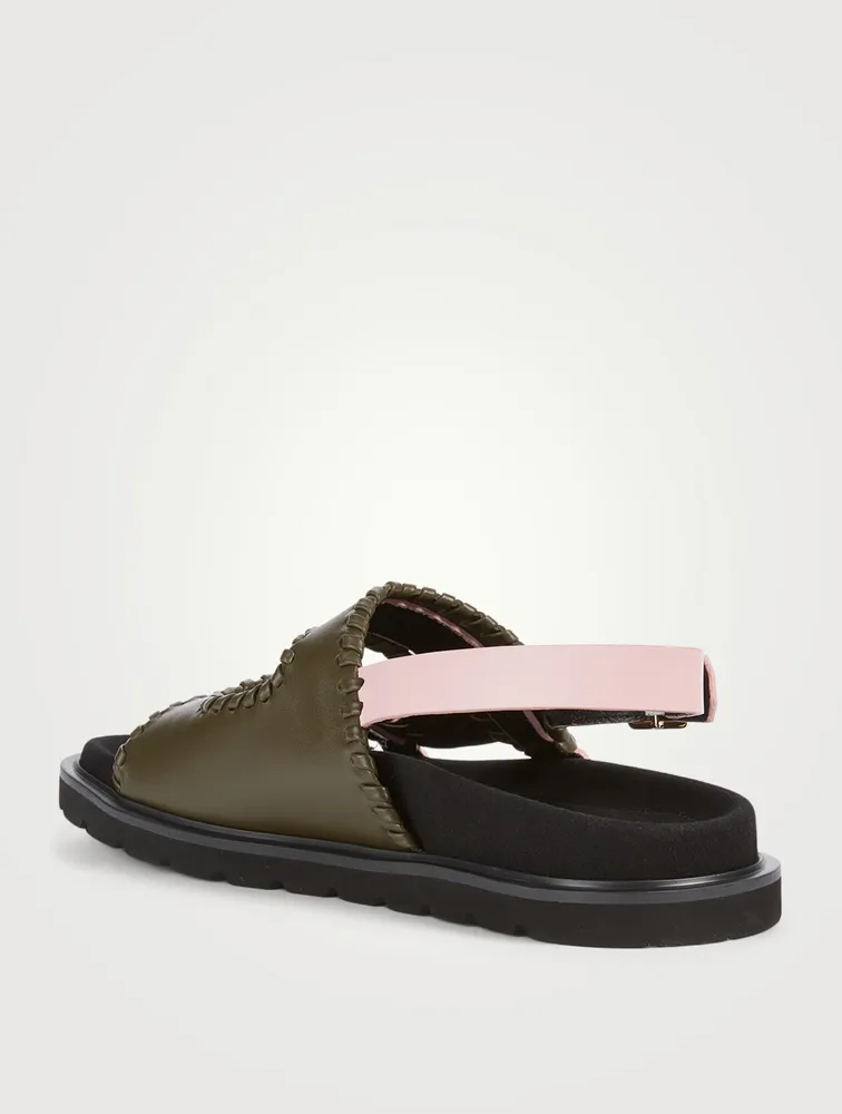 Turnover Mold Leather Slingback Sandals