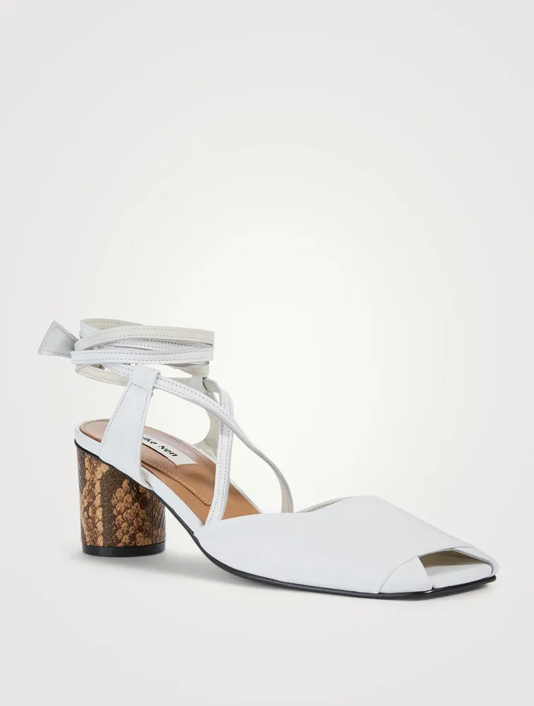 Open Toe Strap Leather Heeled Sandals