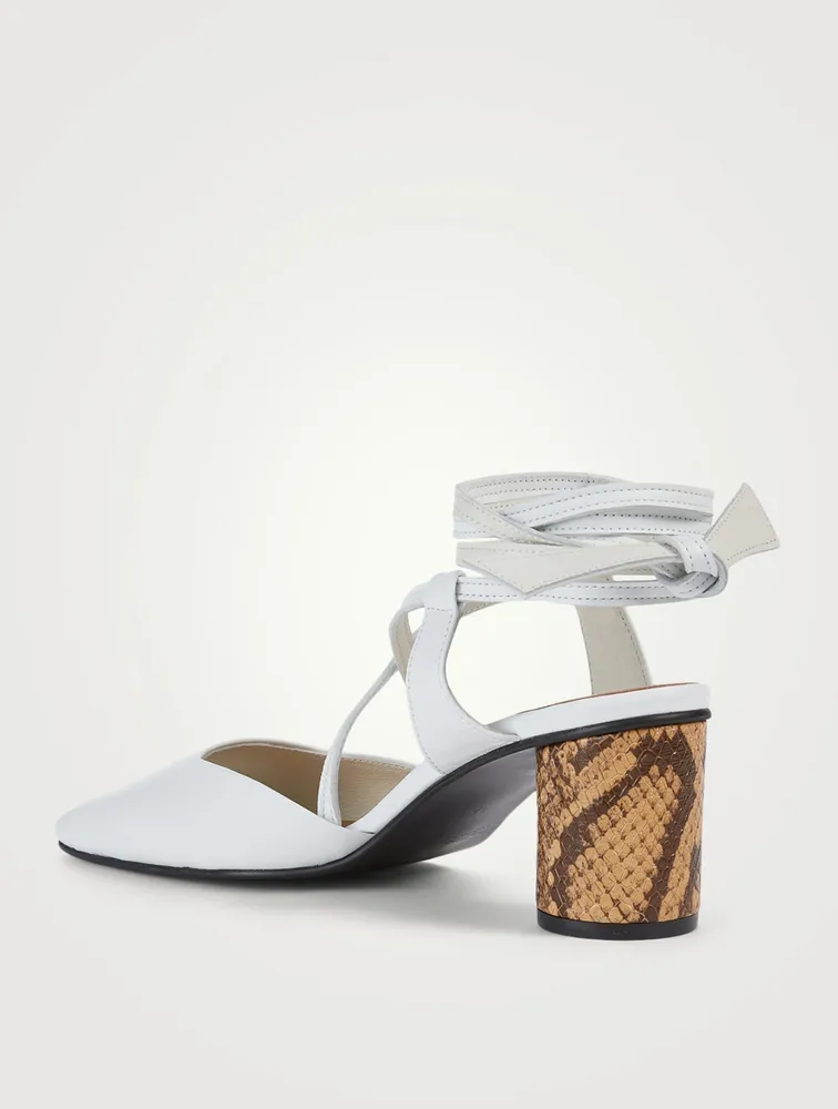 Open Toe Strap Leather Heeled Sandals