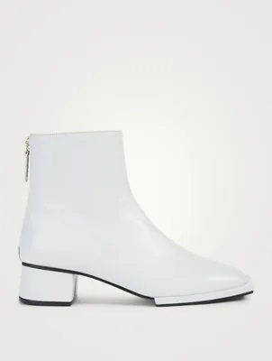 Classic Zipper Leather Heeled Ankle Boots