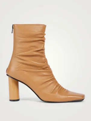 Wrinkle Leather Heeled Ankle Boots