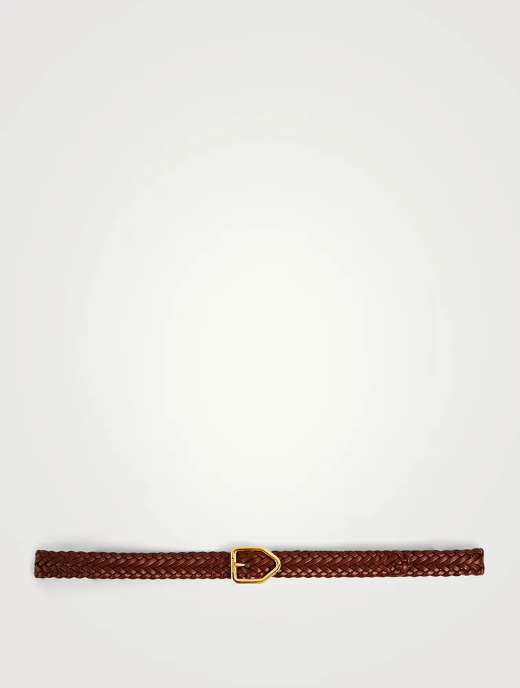 Lozenge Buckle Woven Leather Belt