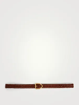 Lozenge Buckle Woven Leather Belt