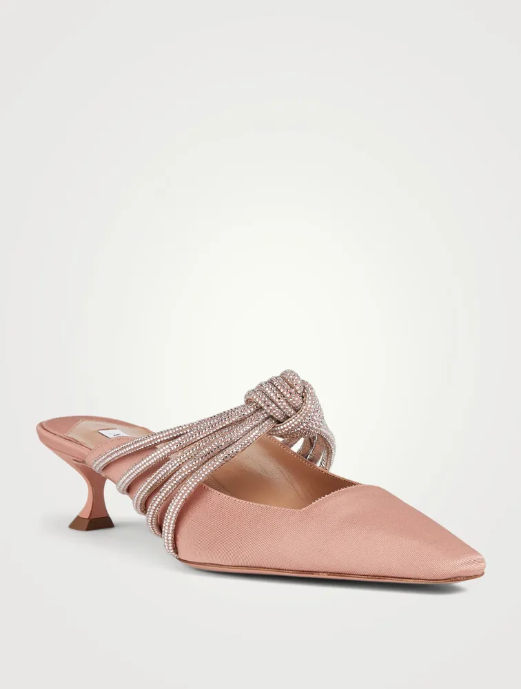 Celeste 45 Grosgrain Mules With Knotted Crystal Strap