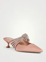 Celeste 45 Grosgrain Mules With Knotted Crystal Strap