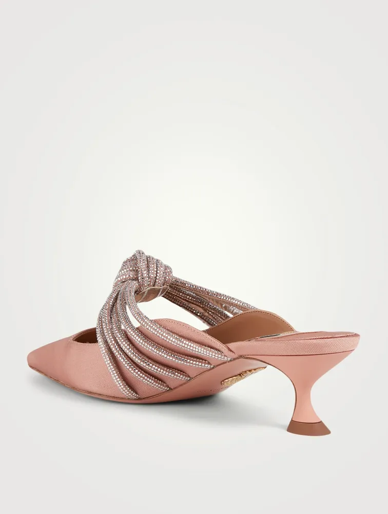 Celeste 45 Grosgrain Mules With Knotted Crystal Strap