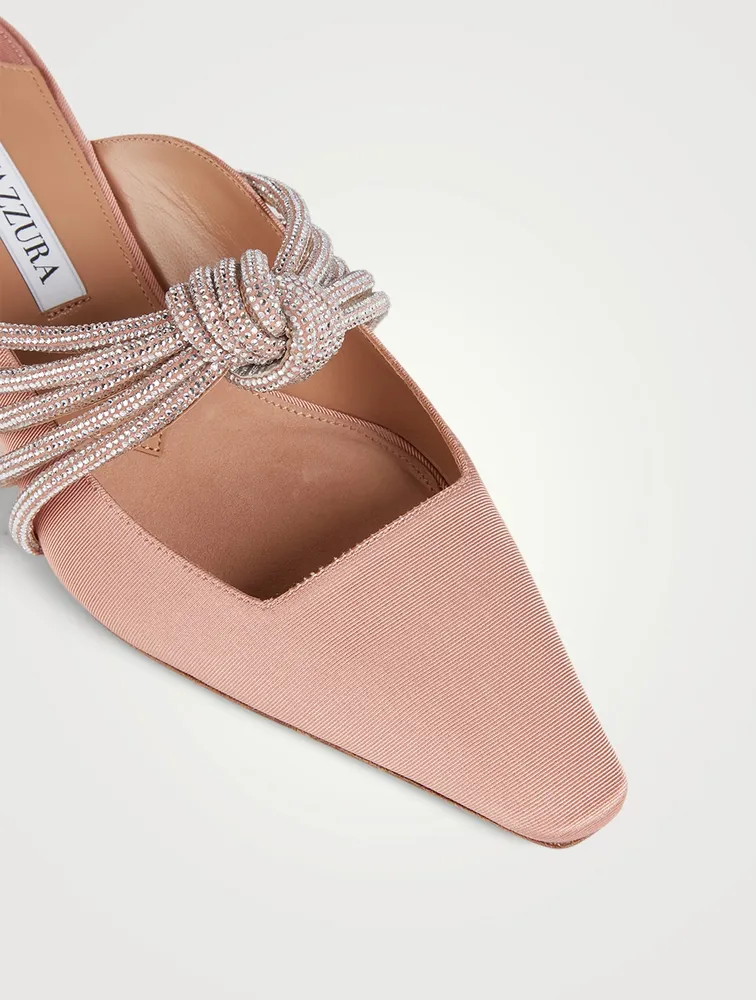 Celeste 45 Grosgrain Mules With Knotted Crystal Strap