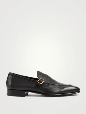 Dover Grained Leather Buckle Loafers