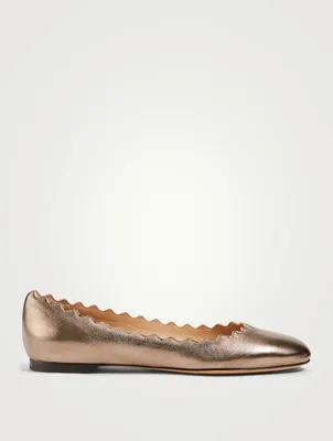 Lauren Leather Scalloped Ballet Flats