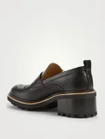 Franne Leather Brogue Heeled Loafers