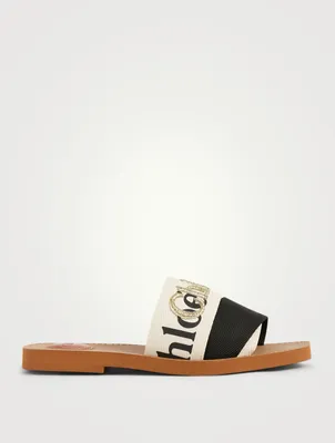 Woody Canvas Logo Slide Sandals