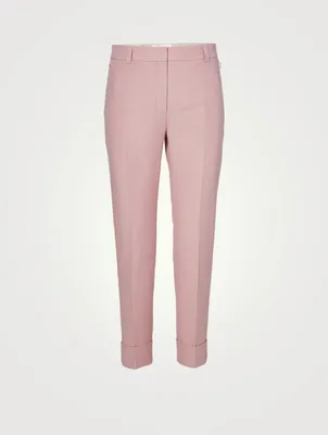 Cotton And Silk Double Face Cuffed Pants