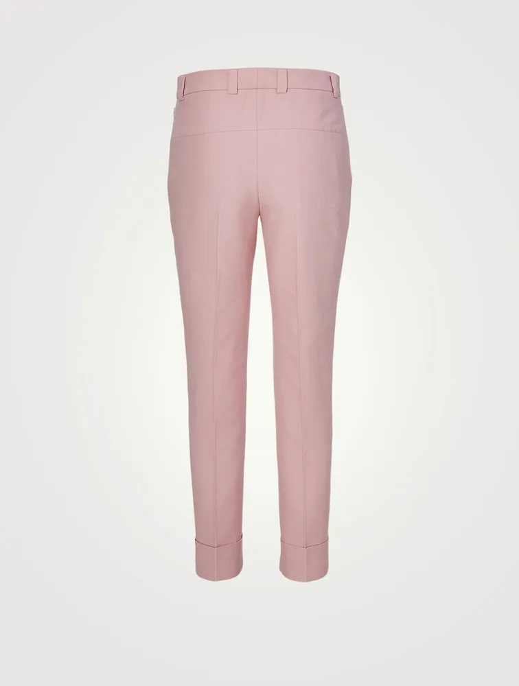 Cotton And Silk Double Face Cuffed Pants