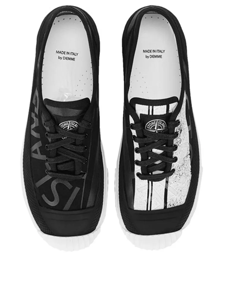 Deck Cotton Canvas Sneakers Compass Print