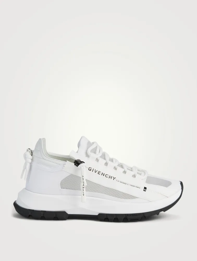Spectra Low Leather And Mesh Runner Sneakers With Logo Zip