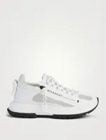 Spectra Low Leather And Mesh Runner Sneakers With Logo Zip
