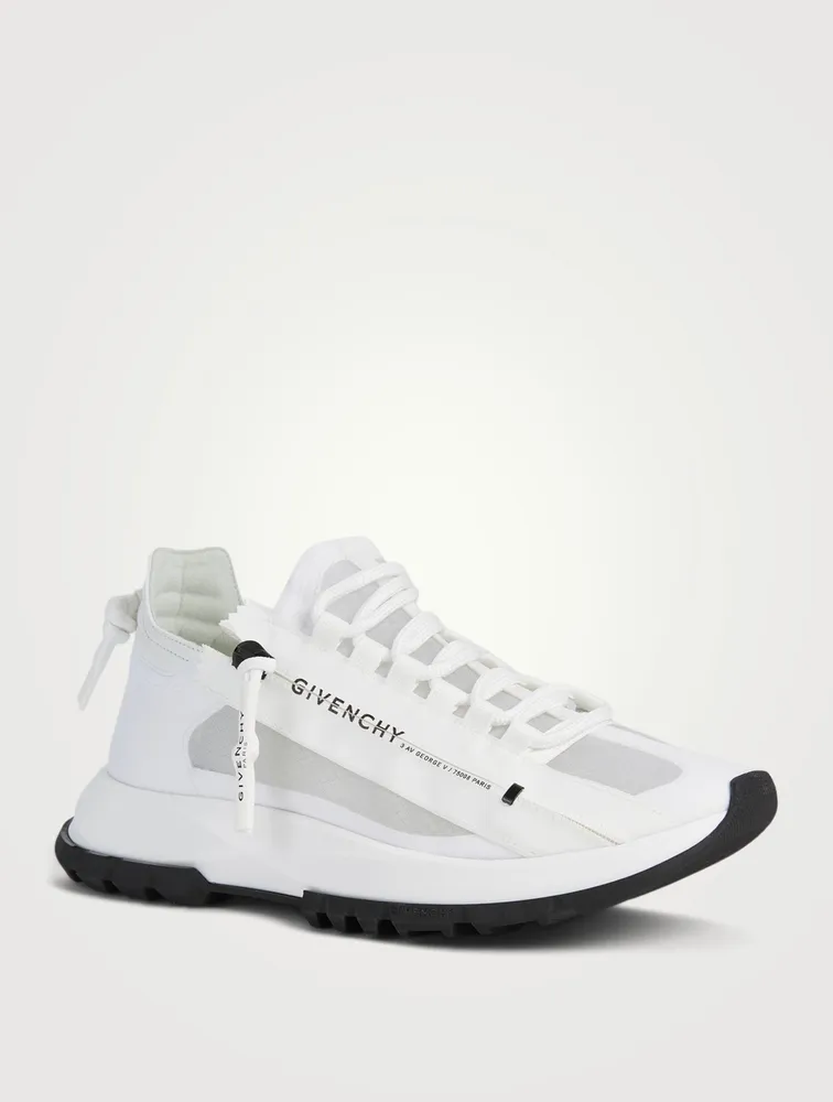 Spectra Low Leather And Mesh Runner Sneakers With Logo Zip