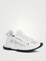 Spectra Low Leather And Mesh Runner Sneakers With Logo Zip