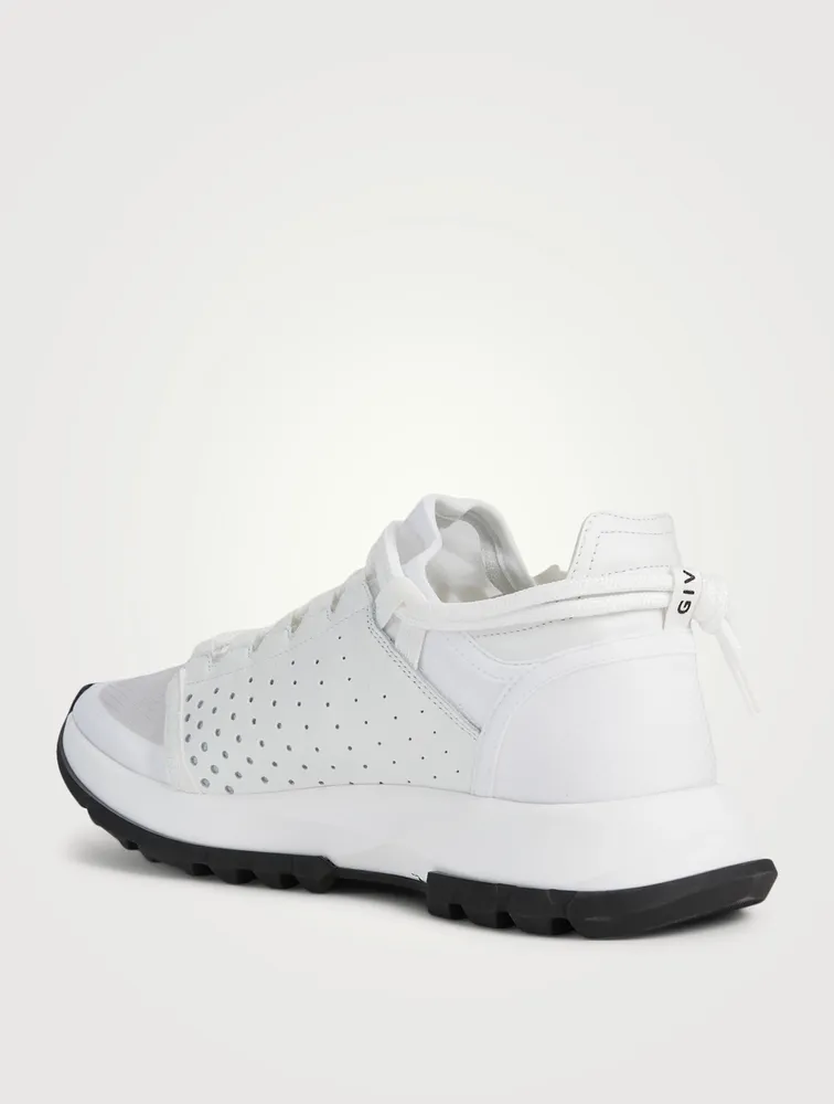 Spectra Low Leather And Mesh Runner Sneakers With Logo Zip