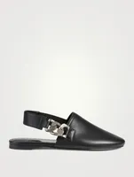 G Chain Leather Slingback Flats