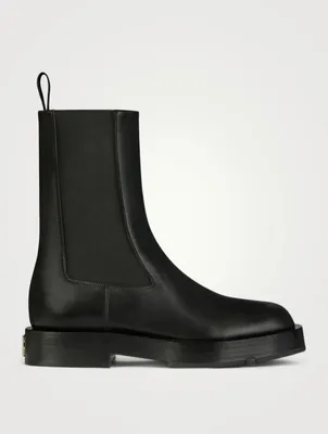Squared Leather Chelsea Boots