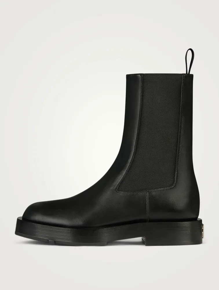 Squared Leather Chelsea Boots