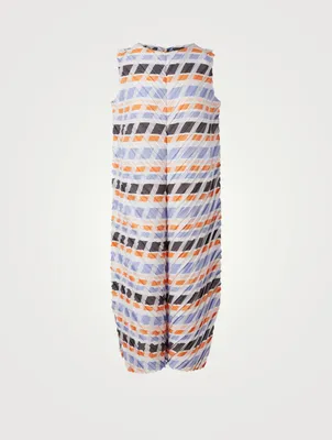 Multi Stripe Pleats Midi Dress