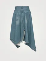 Asymmetric Denim Midi Skirt