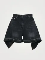 Side Drape Denim Shorts