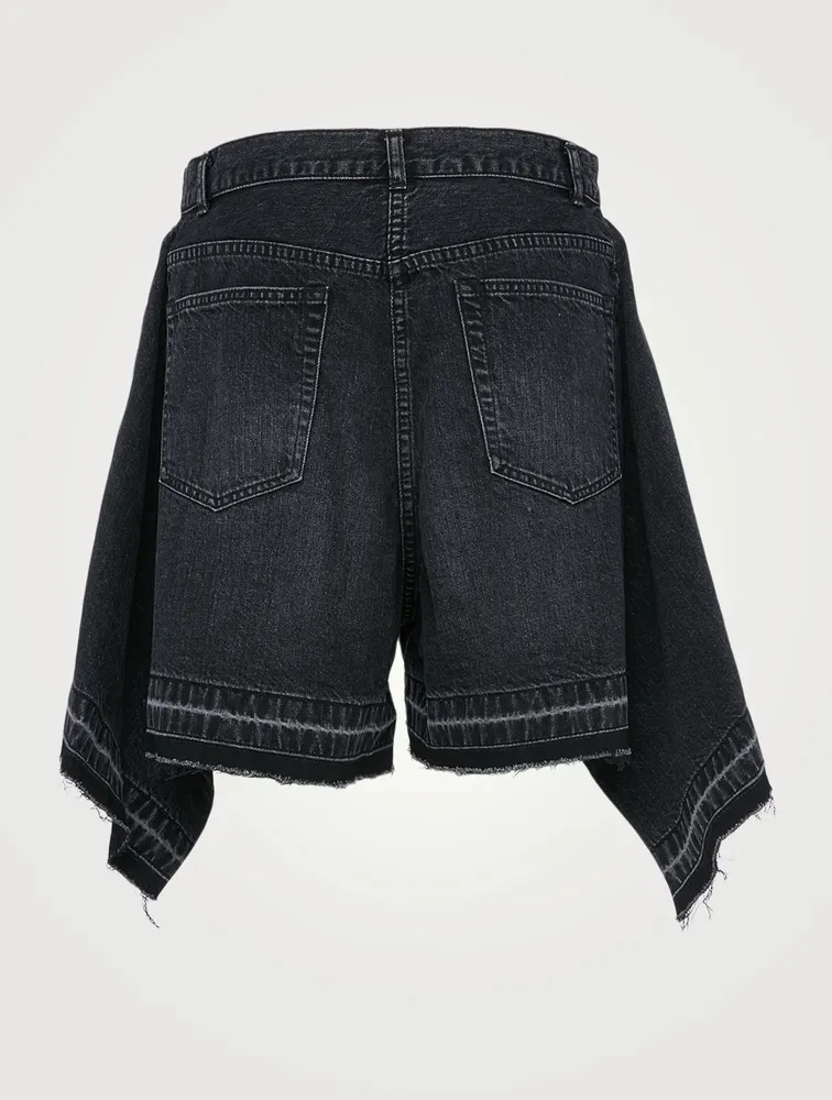 Side Drape Denim Shorts