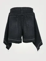 Side Drape Denim Shorts