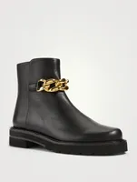 Chain Lift Leather Ankle Boots