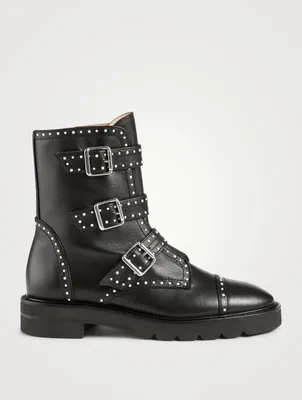 Jesse Lift Leather Ankle Boots With Pearl Studs