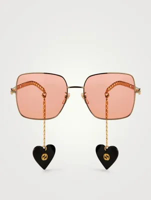 Square Sunglasses With GG Earring Charms