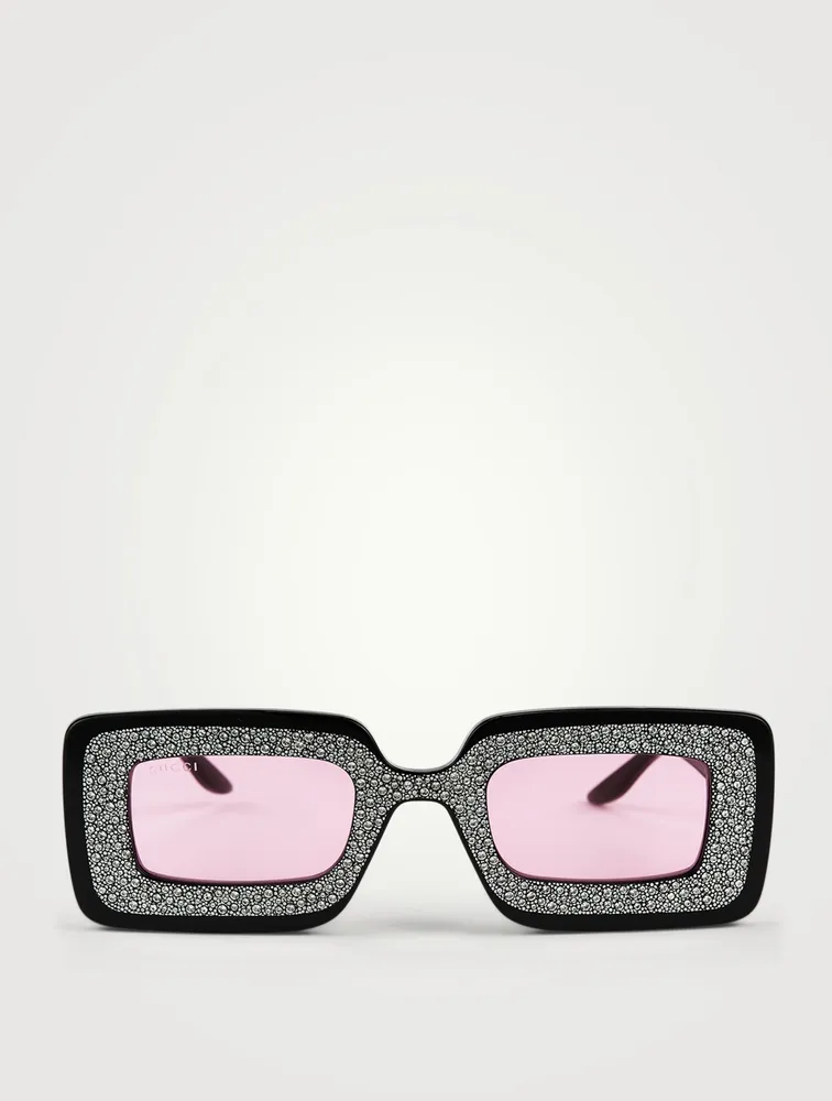 Rectangular Sunglasses With Crystals