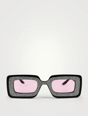 Rectangular Sunglasses With Crystals