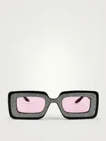 Rectangular Sunglasses With Crystals