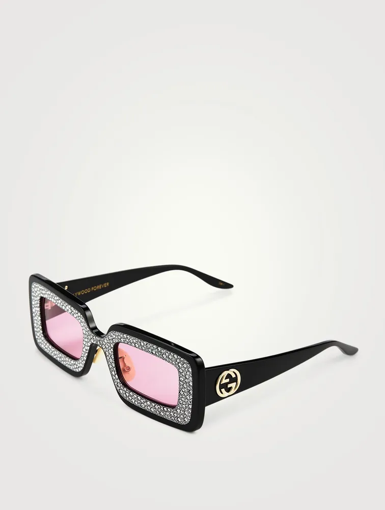 Rectangular Sunglasses With Crystals