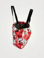 Recycled Tech Drawstring Tote Bag In Floral Print