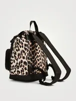 Small Recycled Tech Fabric Backpack In Leopard Print