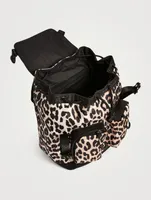 Small Recycled Tech Fabric Backpack In Leopard Print