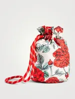 Recycled Tech Drawstring Pouch In Floral Print