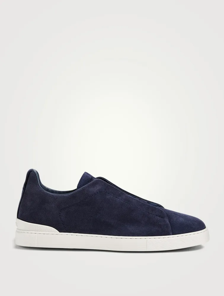 Triple Stitch Suede Slip-On Sneakers