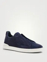 Triple Stitch Suede Slip-On Sneakers