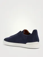 Triple Stitch Suede Slip-On Sneakers