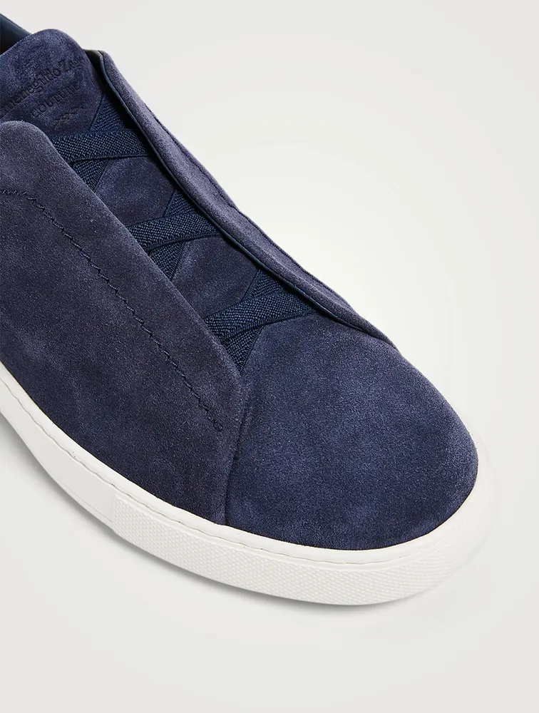 Triple Stitch Suede Slip-On Sneakers