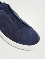 Triple Stitch Suede Slip-On Sneakers