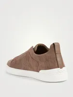 Triple Stitch Canvas And Leather Slip-On Sneakers